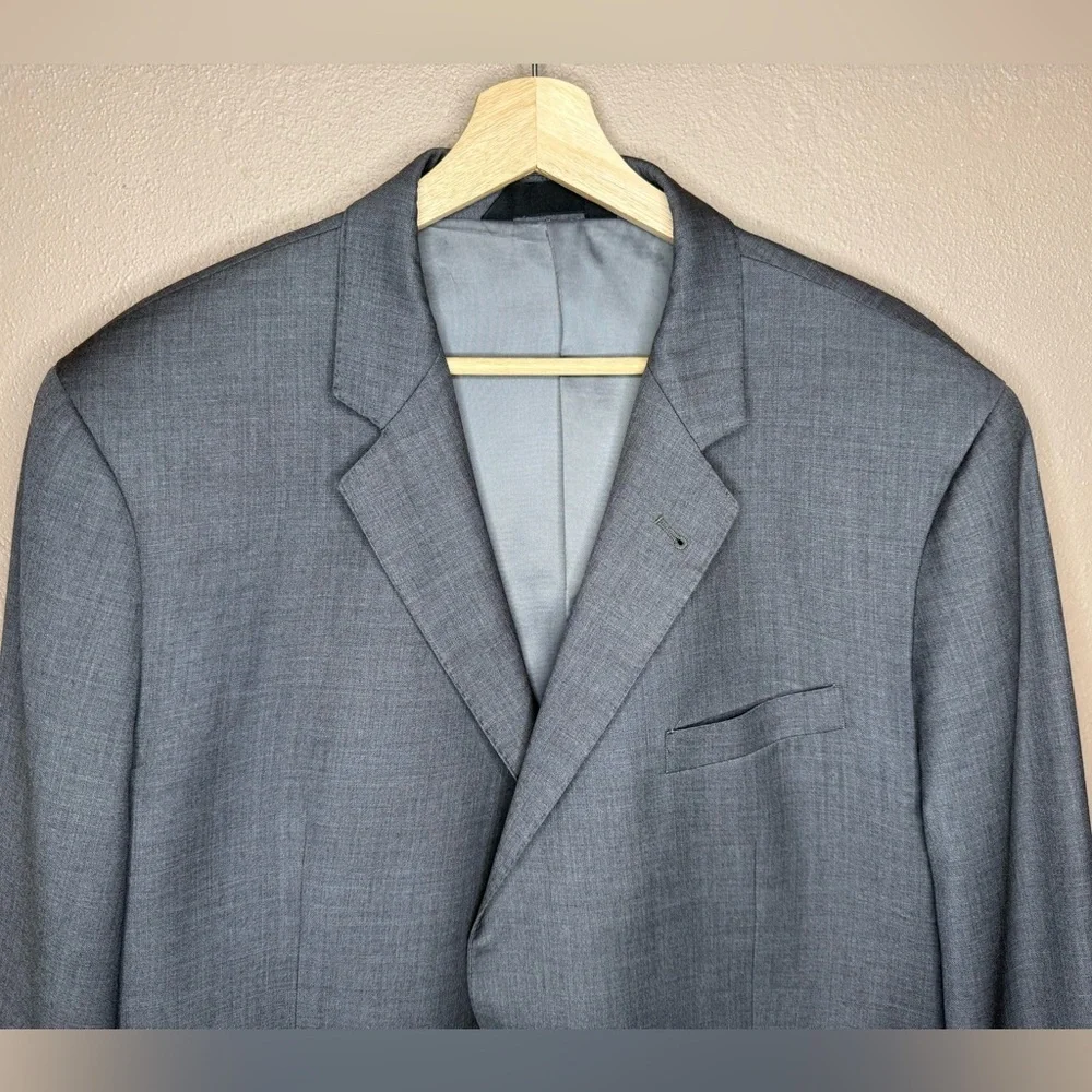 Baroni Men's Gray 100% Wool Classic Suit Coat Blazer Size 46L Special Event